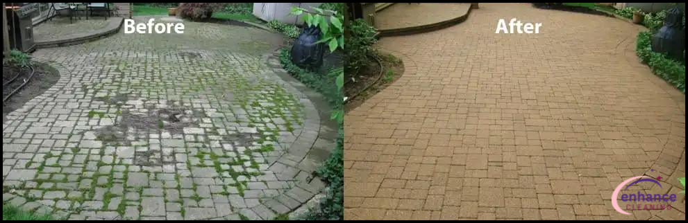 Patio And Driveway Cleaning before and after